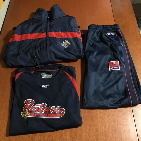 CCM & Reebok Florida Panthers Coach Worn Jacket & Pants NHL Hockey Used Blue M Cover