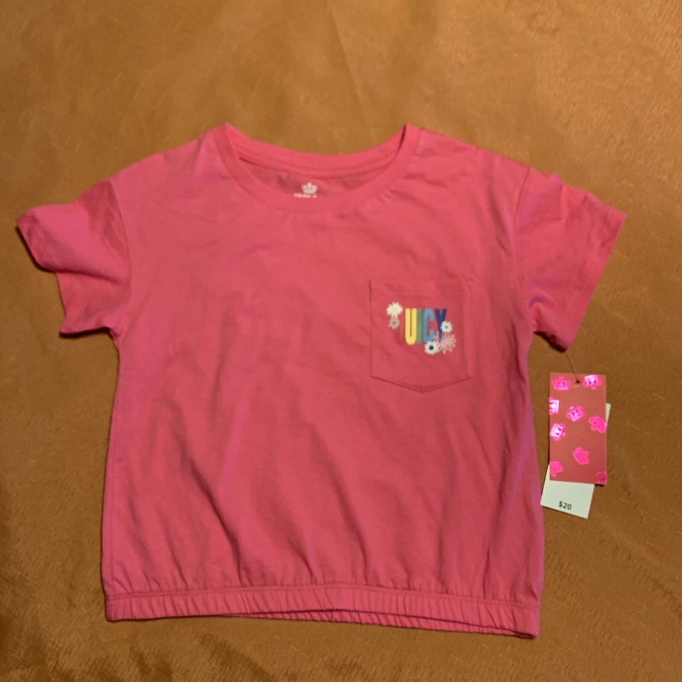 Juicy by Juicy Couture 100 Cotton Pink Shirt Girls Small 7/8 New You NEED This - Image 1 of 4