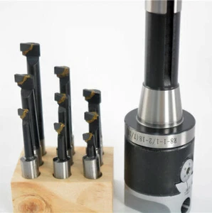 F1-1/2" boring head + 9pcs 12.5mm carbide boring tips + R8-F1(7/16-20) shank - Picture 1 of 7