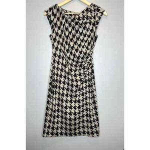Danny and Nicole houndstooth pencil midi dress ruched waist career size 4 WOMEN - Picture 1 of 5