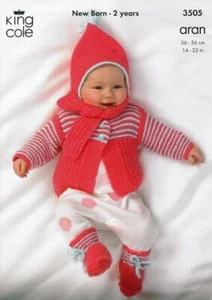 ARAN BABYSET INCLUDES BOOTEES AND SCARF KNITTING PATTERN 3505 - Picture 1 of 2