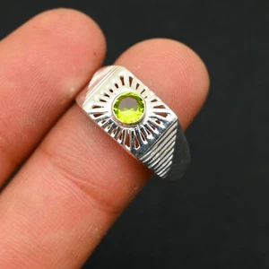 Peridot Gemstone Handmade 925 Solid Sterling Silver Jewelry Ring Gift For - Picture 1 of 4