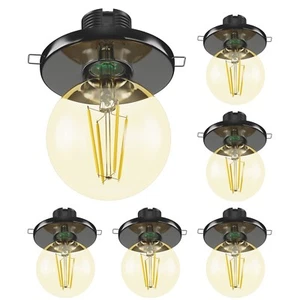 6x plafón empotrable TELA porcelana negro brillante redondo 99mm Ø 1x E27 max. - Imagen 1 de 6