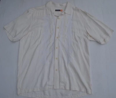 Quiksilver Men's Ivory/White Embroidery Short Sleeve Dress Shirt Size XL - Image 1 of 3
