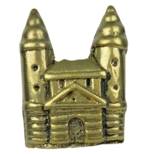 Heavy Solid Brass Vintage Castle Miniature Building Figurine 1/2 x 1 1/4 x 1 3/4 - Picture 1 of 7