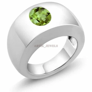 Natural Peridot Gemstone with 925 Sterling Silver Ring for Men's #1399 - Picture 1 of 4