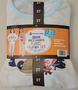 Member's Mark Girl's 2 Long Sleeve & 2 Pants 4-Piece Fleece Pajama Set sz 3T NWT - Picture 1 of 2