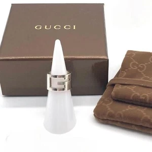Gucci (Authentic) Large Cutout G Silver Ring w/ Box & GG Dust Cover, Size 5.5 - Picture 1 of 6