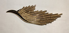 Crown Trifari Vintage 4.25" Angel Wing Feather Plume Gold Tone Brooch Pin