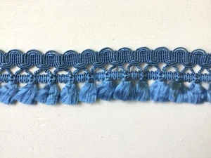 Blue vintage fringe trim, 3m 3.28yd, 4,5cm 1 3/4in wide - Picture 1 of 3