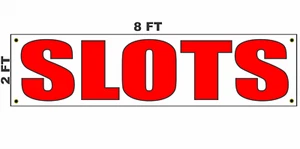 SLOTS Banner Sign 2x8 for casino slot machine game room - Picture 1 of 3