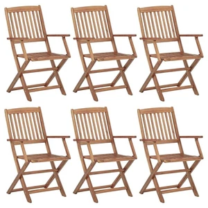 Set 6 Sedie da Giardino Pieghevoli Marrone, Legno Massello di Acacia, 54x57x91 cm - Foto 1 di 5