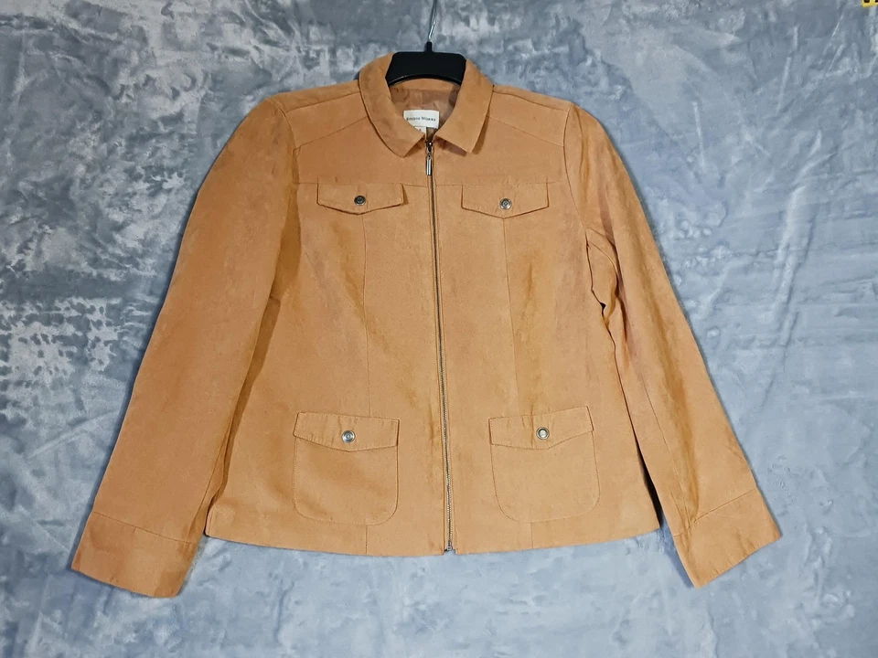 Studio Works куртка женщин 8 желтовато-коричневый искусственной замши молнии спереди с подкладкой Snap карманы осени - Изображение 1 из 4