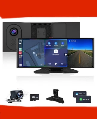 ❌10,26” Schermo Auto 4K+1080P Retromarcia Android Auto CarPlay Touch 64GB TF❌ - Immagine 1 di 4