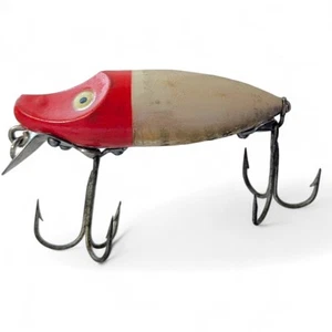 Vtg Heddon River Runt Spook Sinker fishing fly, red & white w dual hooks - Picture 1 of 7