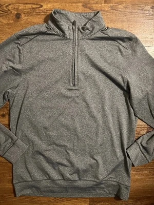 Cutter & Buck CB Dry Tech Size M Grey Stripe 1/4 Zip Poly Spandex Long Sleeve - Image 1 of 4