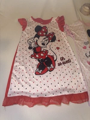 2 Vestidos de Noche Niñas Disney Minnie Mouse Disneyland World Ropa de Dormir Vestido Talla 5T Foto 1 de 4