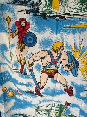Vintage 1983 Masters Of Universe Twin Flat Sheet He-Man Skeletor Teela Cartoon - Image 1 of 4