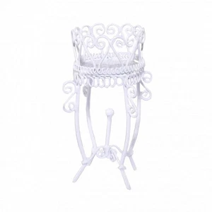 Large White Wire Jardinière for 12th Scale Dolls House - Picture 1 of 1