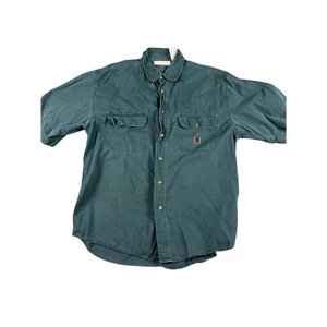 Bugle Boy Company Men's Shirt Large Teal Green Cotton Vintage Crest Logo Good - Picture 1 of 11
