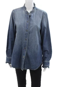 Nili Lotan Womens Button Front Long Sleeve Denim Shirt Blue Size Large - Picture 1 of 6