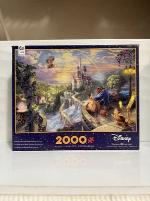 Disney Thomas Kinkade La Bella y la Bestia Enamorándose 2000 Piezas Puzzle NUEVO  Foto 1 de 4