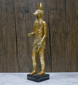 Vintage Egyptian God Anubis Standing Resin Gold Statue Sculpture - 17" Tall - Picture 1 of 9