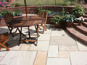 Sample of Fossil Mint Indian Sandstone Calibrated Paving Patio Slabs £26 per m2