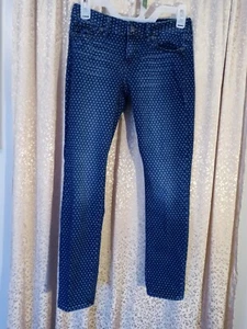 Lucky Brand Teens Blue & Polka Dot Medium Wash Faded Skinny Jeans Size 0/25 - Picture 1 of 16