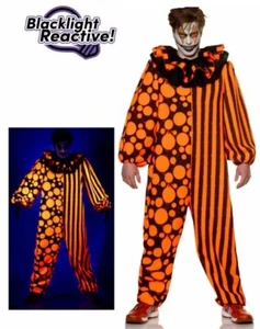 Nighlight Adult Mens Horror Clown Deluxe Halloween Costume Blacklight Reactive - Picture 1 of 2