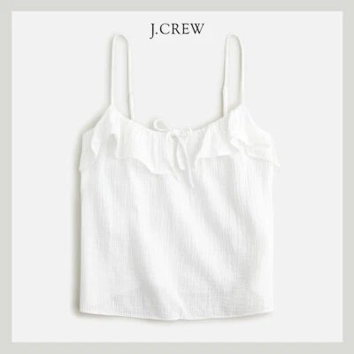 NWT - J. Crew Women's Summer Ruffle Soft Gauze Camisole Top, White - $69 Foto 1 de 4
