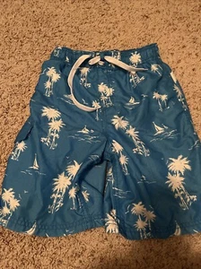 Kanu Surf Board Shorts Boys M 10-12 Swimtrunks Tropical Palm Trees Blue - Picture 1 of 5