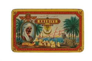 Rare 1930s German “Khedive Exquisit” litho hinged 25 cigarette tin in good cond - Picture 1 of 8