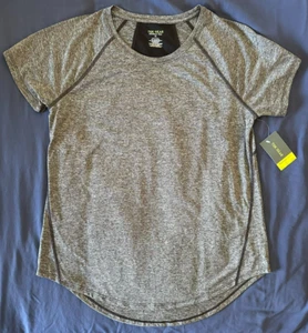 T-SHIRT ALLENAMENTO Tek Gear antracite nuova con etichette abbigliamento sportivo orlo curvo pannello rete DONNA M - Foto 1 di 5