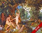ADAM & EVE IN GARDEN OF EDEN BIBLE TORAH GENESIS PAINTING 8X10 CANVAS ART PRINT