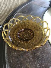 vintage brown open lace amber glass bowl