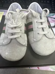 Gucci Striped Suede Pink/Green Baby Lace-Up Sneakers Size 16 - Picture 1 of 11