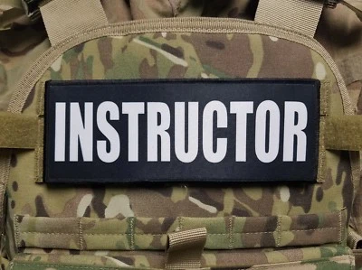 3x8" INSTRUCTOR Black Hook Vest Patch POLICE MILITARY CONTRACTOR CHP CCW