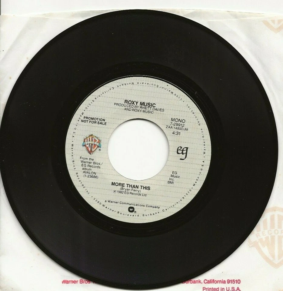 ROXY MUSIC MORE THAN THIS MONO/STEREO USA PROMO-ONLY SINGLE, MINT CONDITION - Image 1 of 1
