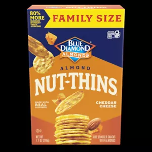 Blue Diamond Nut-Thins Family Size Almonds Cheddar Cheese Rice Crackers Snacks, - Picture 1 of 1