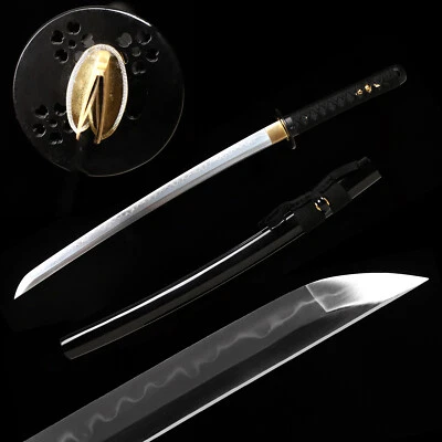 Espada samurai japonesa Katana Wakizashi argila temperada aço T10 polida à mão - Imagem 1 de 4