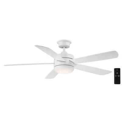 Hampton Bay Averly 52 in. Indoor Matte White Ceiling Fan with LED + Remote - Image 1 of 4