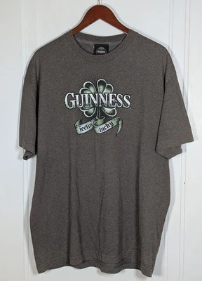 复古 Guinness Beer "Feelin' Lucky" Clover T 恤棕色 XL 码啤酒调酒师 — 第 1/3 张图片