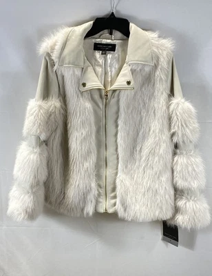 Marc New York Women Ivory Faux Fur Jacket Size L - Image 1 of 4