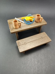 PLAYMOBIL ACCESORIOS BANCO Y MESA CON COMIDA - Picture 1 of 4