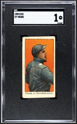 Hermosa tarjeta 1909 E101 Cy Young SGC 1 HOF gran color Foto 1 de 2