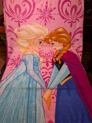 Disney замороженные Анна и Эльза флис плюшевый плед 46 «x 38» розовый фиолетовый  - Изображение 1 из 4