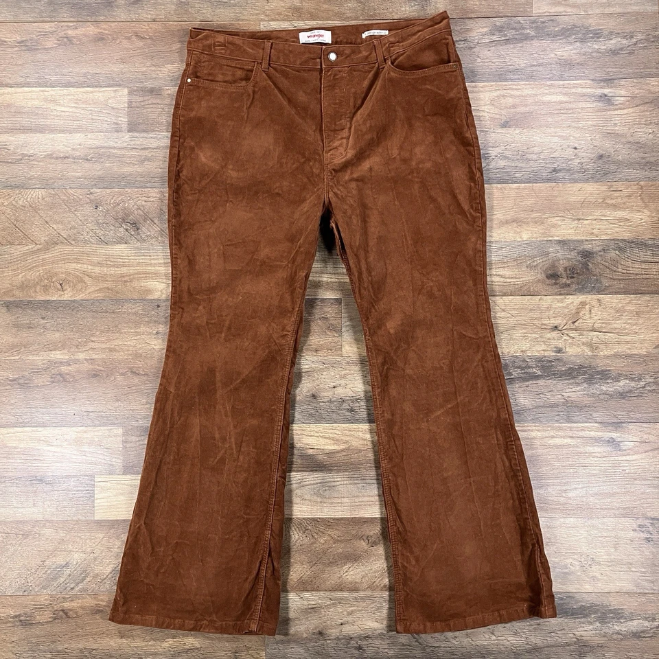 Wrangler Pants Womens 18 Brown Corduroy  High Rise Fierce Flare Bootcut Western - Image 1 of 4