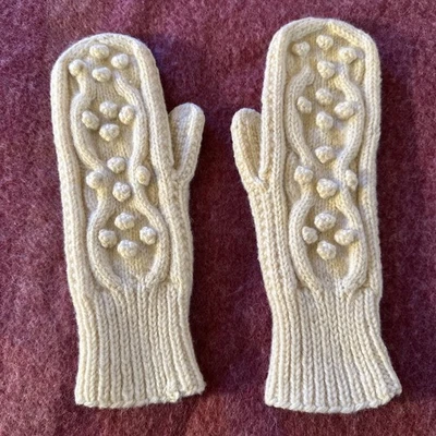 Mitones vintage B Altman Ireland tejidos a mano 100 % lana blanco crema ¡como nuevos! Años 50 Foto 1 de 4