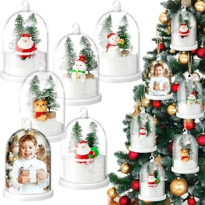 6 Sets Christmas Acrylic Snow Globes Hanging Kit Christmas DIY Craft Photo  - image 1 of 4